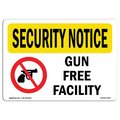 Signmission Safety Sign, OSHA SECURITY NOTICE, 7" Height, 10" Width, Gun Free Facility, Landscape OS-SN-D-710-L-11545